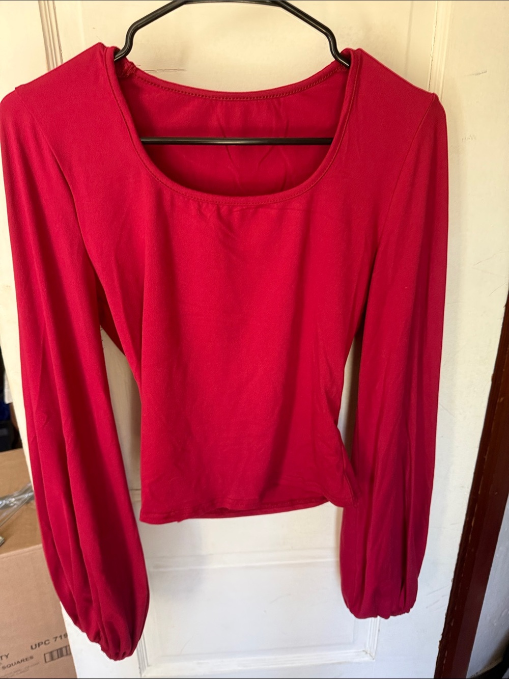 Women’s Long Sleeve Scoop Neck Top - Red
